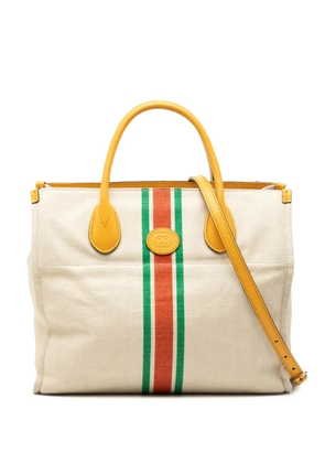 Gucci Pre-Owned 2016-2026 Canvas Foldable Web Tote satchel - Neutrals