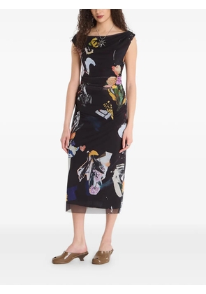 Desigual Collage graphic-print midi dress - Black