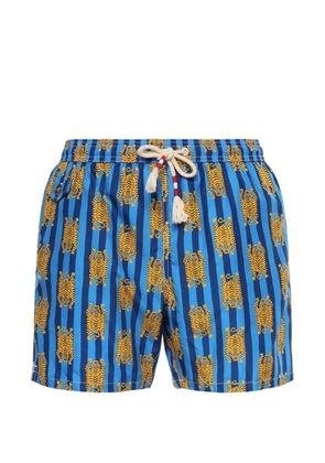 MC2 Saint Barth tiger-print striped swim shorts - Blue
