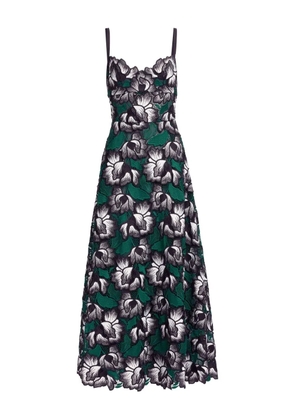 Elie Saab macramé floral midi dress - Green