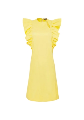 Shanghai Tang ruffled cut-out mini dress - Yellow