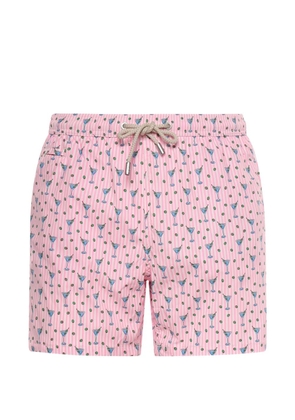 MC2 Saint Barth cocktail-print striped swim shorts - Pink
