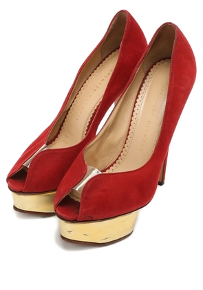 Charlotte Olympia platform suede pumps - Red