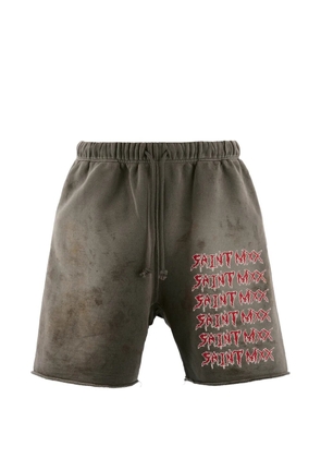 SAINT MXXXXXX logo-print track shorts - Grey