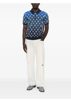 Casablanca monogram-jacquard polo shirt - Blue