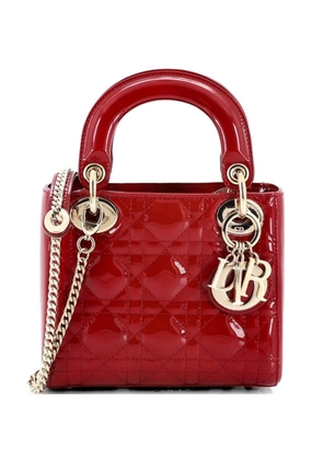 Christian Dior Pre-Owned Lady Dior Chain Bag Cannage Quilt Patent Mini satchel - Red