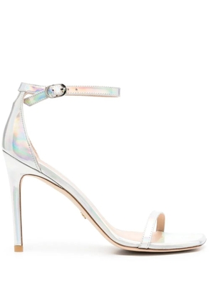 Stuart Weitzman metallic-effect 100mm sandals - Silver