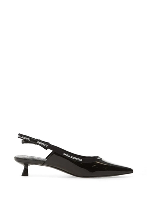 Karl Lagerfeld Jeans patent-finish slingback heeled pumps - Black