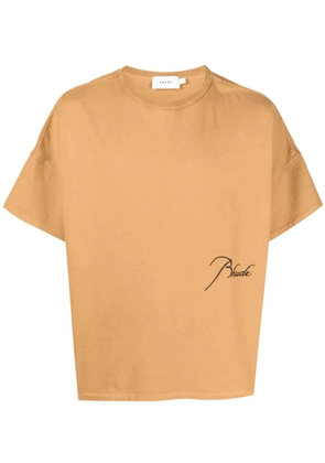 RHUDE embroidered-logo cotton T-shirt - Brown