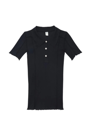 Baserange Omato ribbed-knit polo T-shirt - Black