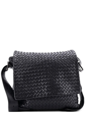 Bottega Veneta Pre-Owned Square Flap Messenger Bag Intrecciato Nappa Medium crossbody bag - Black
