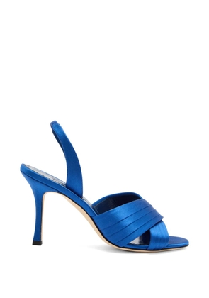 Manolo Blahnik Vierasan pleated crossover-strap sandals - Blue