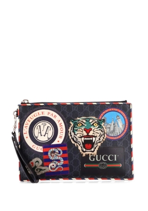 Gucci Pre-Owned Night Courrier Pouch GG Coated Canvas with Applique clutch bag - Black