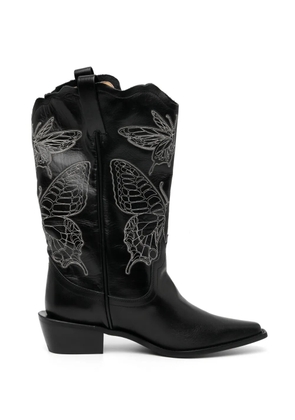Undercover 50mm butterfly-embroidered boots - Black