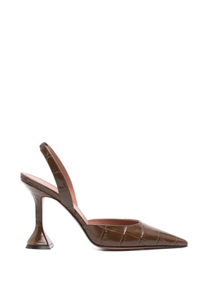 Amina Muaddi Holli croc-effect pumps - Brown