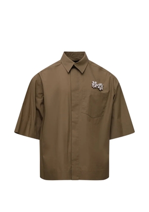 Simone Rocha floral-embellished short-sleeve shirt - Brown