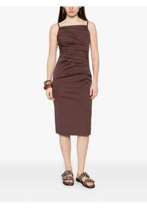Marella Ciocca ruched sleeveless midi dress - Brown
