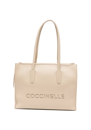 Coccinelle logo-embossed leather shoulder bag - Neutrals