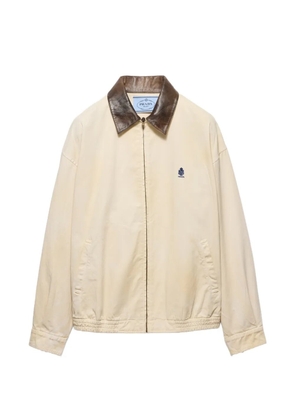 Prada embroidered garment-dyed old gabardine blouson jacket - Neutrals