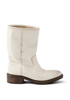 Prada vintage-effect leather boots - Neutrals