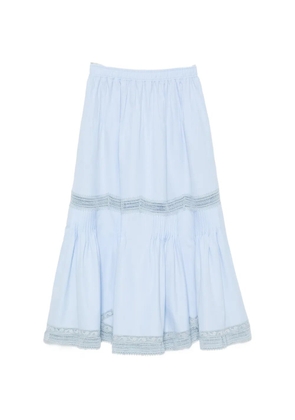 Ermanno Scervino lace-trim pleated midi skirt - Blue
