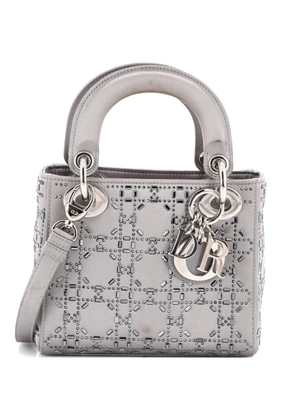 Christian Dior Pre-Owned Lady Dior Bag Crystal Embellished Cannage Quilt Satin Mini satchel - Grey