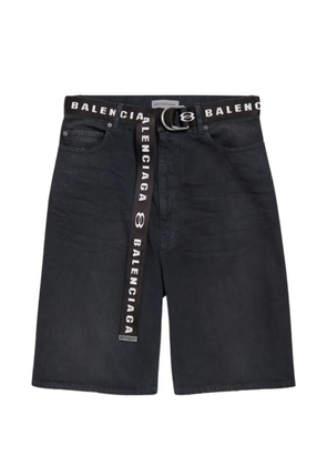 Balenciaga belted logo-waistband shorts - Black