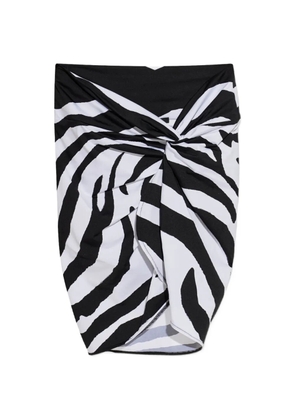 Balmain zebra-print twisted-detail mini skirt - White