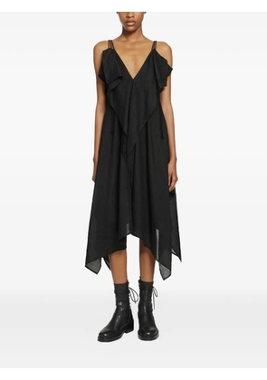 Yohji Yamamoto draped asymmetric-hem dress - Black