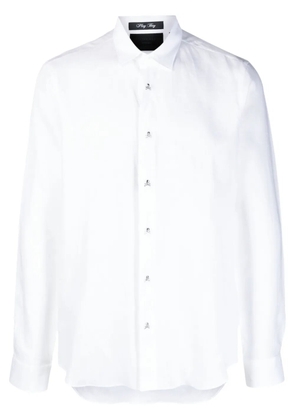 Philipp Plein long-sleeve linen shirt - White