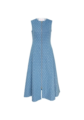 Carolina Herrera polka-dot zip-up midi dress - Blue