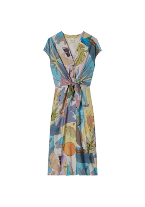 Paul Smith River Collage graphic-print tie-front dress - Neutrals