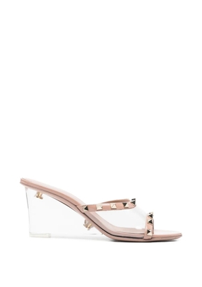 Valentino Garavani Pre-Owned rockstud-embellished wedge sandals - Neutrals
