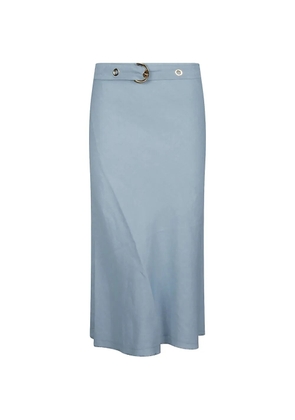 PINKO belted eyelet-embellished midi skirt - Blue