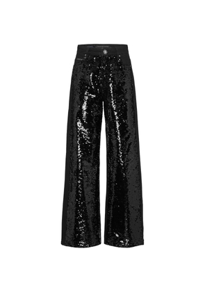 Philipp Plein wide-leg sequinned trousers - Black