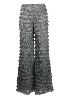 Alberta Ferretti wide-leg fringed trousers - Grey