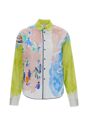 Rohka graphic-print striped shirt - Green