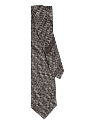 Ferragamo diagonal Gancini jacquard tie - Grey