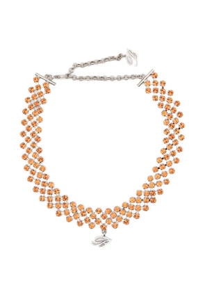 Blumarine crystal-embellished B-logo necklace - Silver