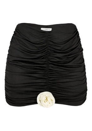 La Reveche gathered rose-embellished mini skirt - Black