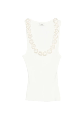 SANDRO floral-appliqué top - White