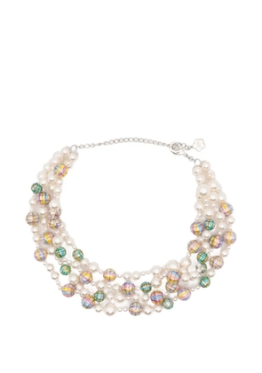 SHUSHU/TONG x Yvmin multi-strand painted-pearl necklace - White
