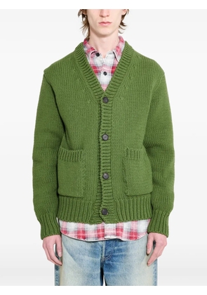 Auralee front-pocket knitted cardigan - Green