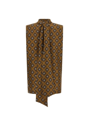 Alberto Biani tie-print lavallière-neck top - Brown
