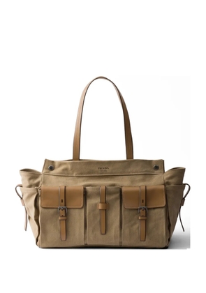 Prada Prada Route canvas and leather tote bag - Brown