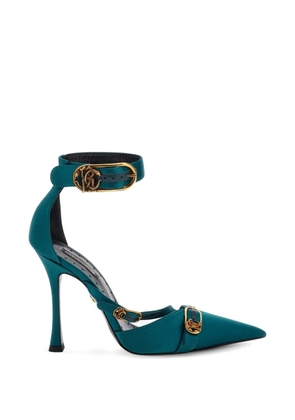 Roberto Cavalli monogram-buckle pointed-toe heeled pumps - Blue