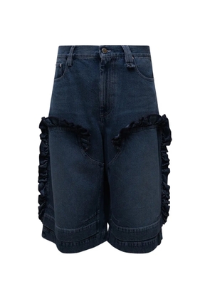 Simone Rocha ruffled-trim denim shorts - Blue