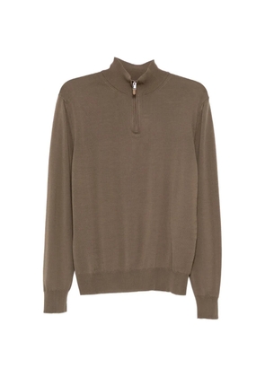Canali stand-collar zip-up sweater - Brown
