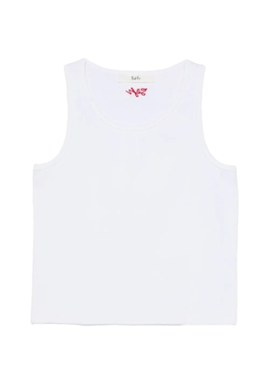 Séfr Cyril ribbed-knit logo-embroidered top - White
