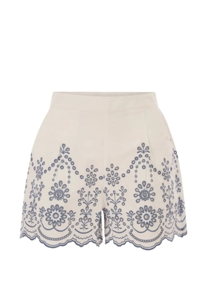 MC2 Saint Barth broderie-anglaise scalloped-hem shorts - Neutrals